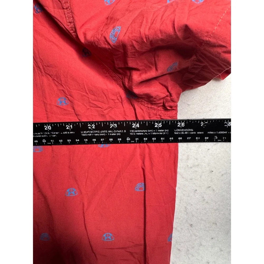 The North Face Mens XXL Red Blue Dome Logo Print Short Sleeve Button Down Shirt